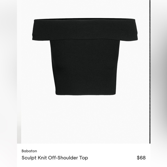 Babaton Sculpt Knit Off the Shoulder Top, Medium, Black Cropped Sweater, Aritzia - Picture 12 of 13